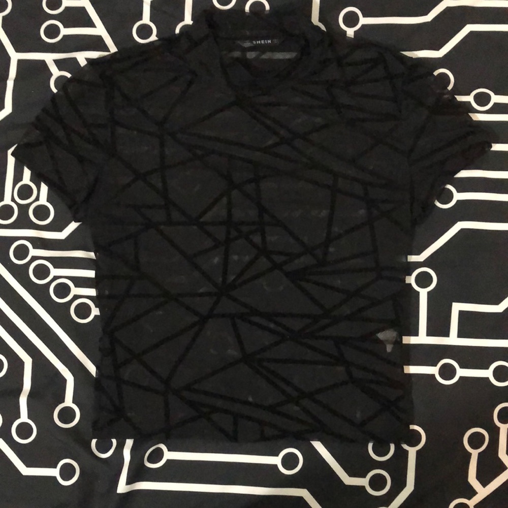 Shein mesh cropped geometric top goth cybergoth cyberpunk industrial 90’s